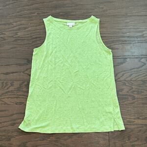 J Jill Pure Jill Lime Green 100% Linen Loose Fit Tank Top Size Small